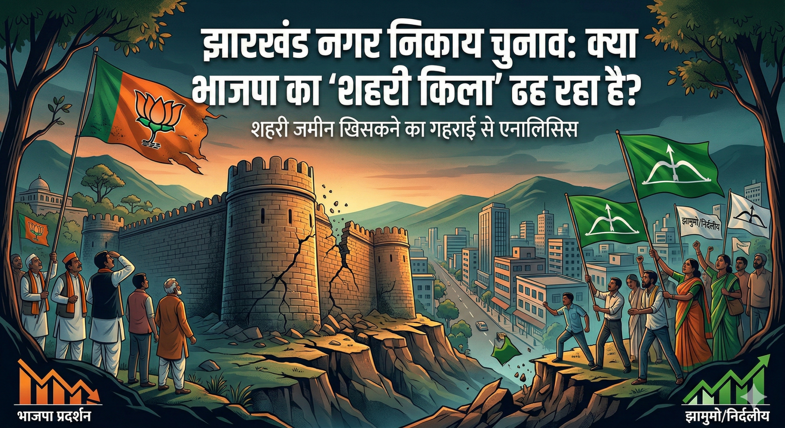 harkhand Nagar Nikay Chunav 2026 Analysis Graphic BJP vs JMM