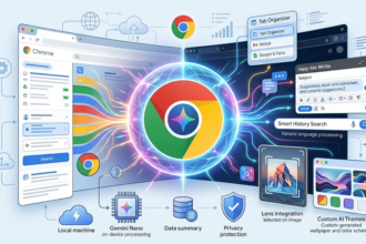 Google Chrome AI Mode features and Gemini integration illustration