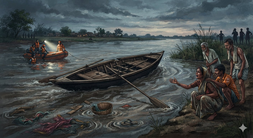 नाव युवक नदी
